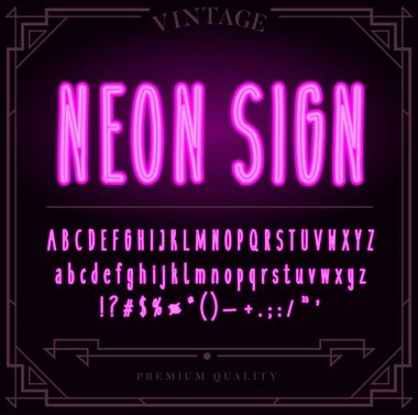 Parlak Neon alfabesi harfleri