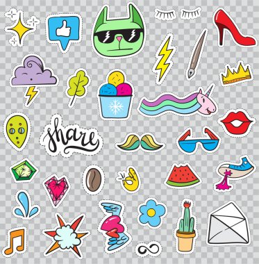 Doodle yamalar öğeleri kümesi