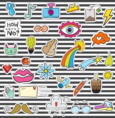 Doodle yamalar öğeleri kümesi