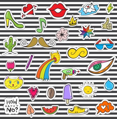 Doodle yamalar öğeleri kümesi