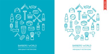 Set of Barber Shop Modern Icons  clipart