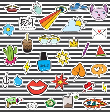 Doodle yamalar öğeleri kümesi