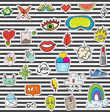 Doodle yamalar öğeleri kümesi