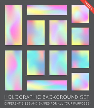 Set of Holographic Trendy texture clipart