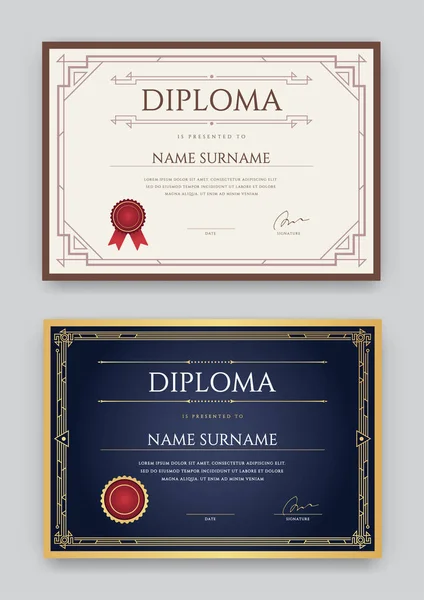 Набор шаблонов дипломов или сертификатов — стоковый вектор