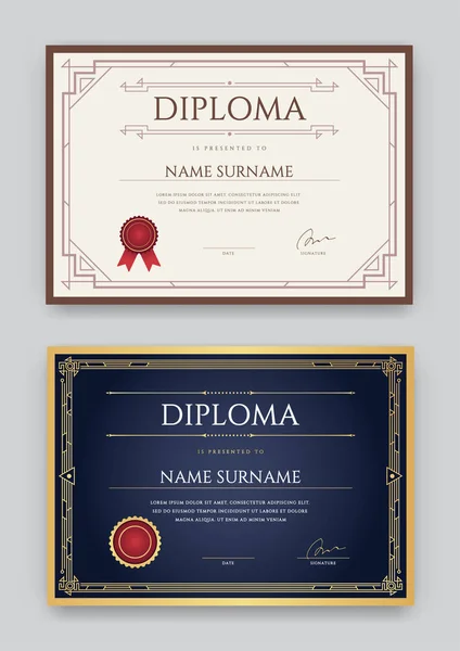 Set of Diploma or Certificate template — Stock Vector