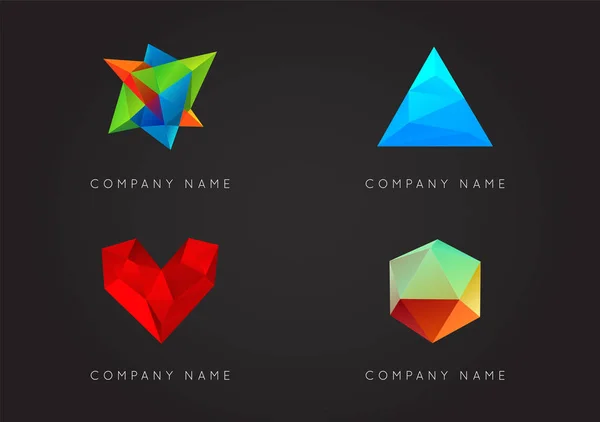 Elementos de logotipo triangulados de moda — Vector de stock