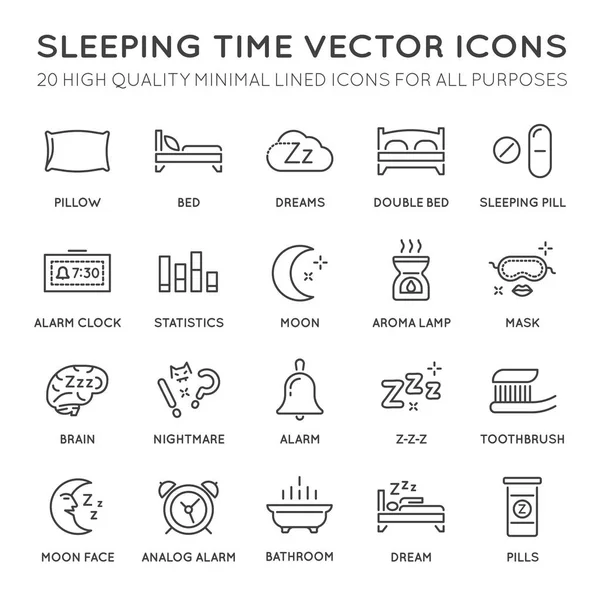 Ensemble d'icônes de sommeil Tine — Image vectorielle