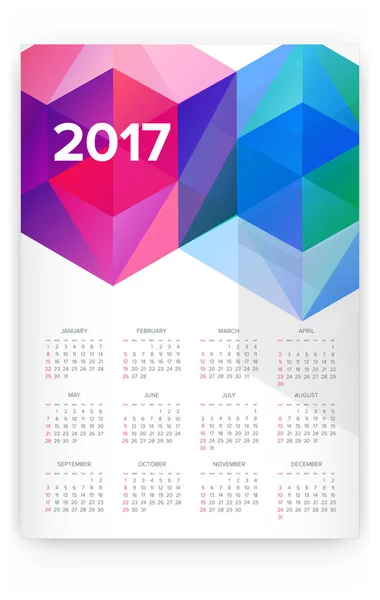 Modèle de calendrier 2017 — Image vectorielle