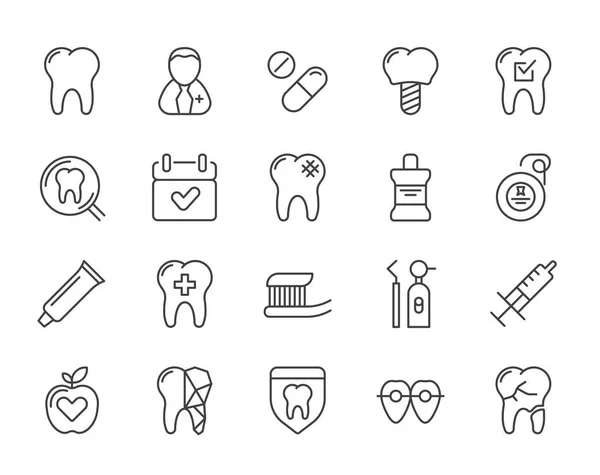Conjunto de iconos dentistas mínimos — Vector de stock