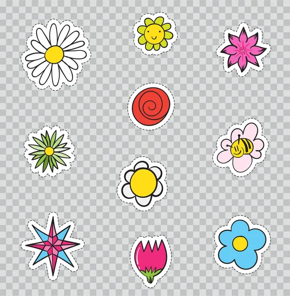 Patch emblem med blommor. — Stock vektor