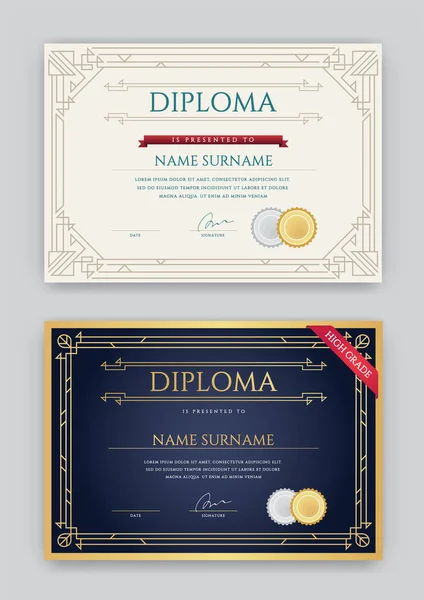 Set of Diploma or Certificate template — Stock Vector