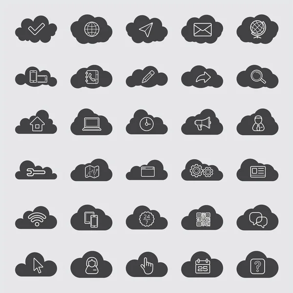 Conjunto de iconos lineales de cloud computing — Vector de stock