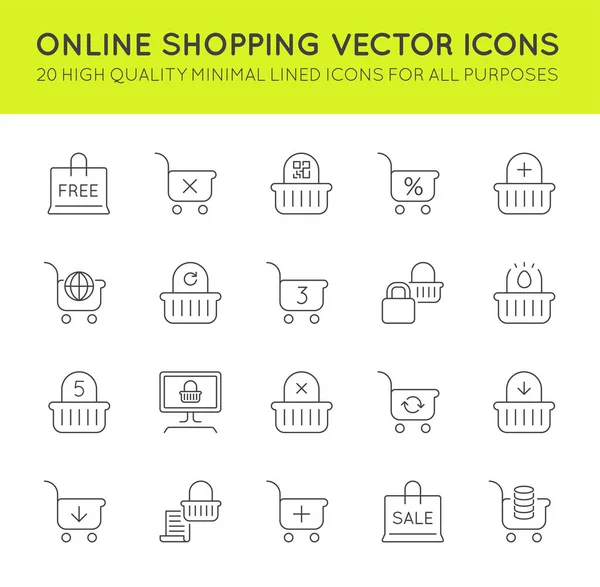 Conjunto de iconos de compras mínimas — Vector de stock