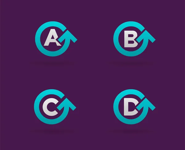 Conjunto de logotipos de flecha de círculo con letras — Vector de stock