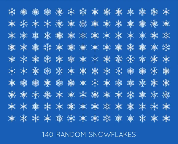 Grande serie di 140 fiocchi di neve — Vettoriale Stock