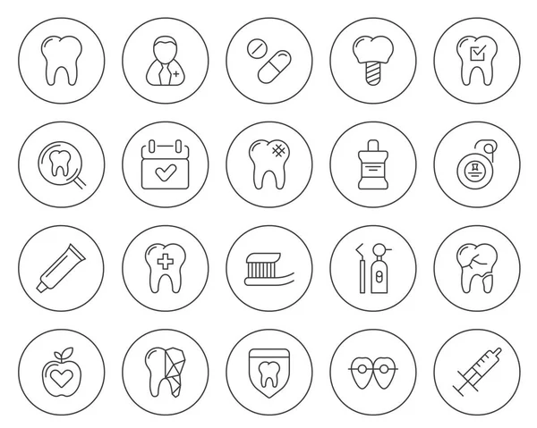 Conjunto de iconos dentistas mínimos — Vector de stock