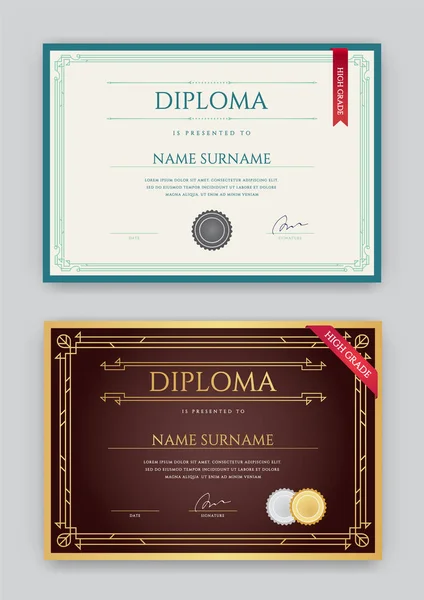 Set di modelli di diploma o certificato — Vettoriale Stock