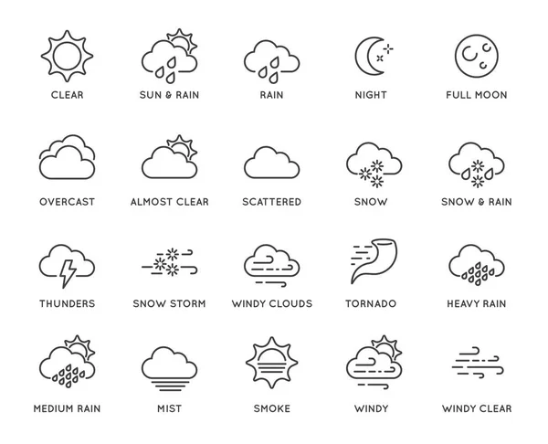 Reihe minimaler Wettersymbole — Stockvektor