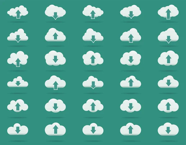 Conjunto de iconos de línea nube — Vector de stock