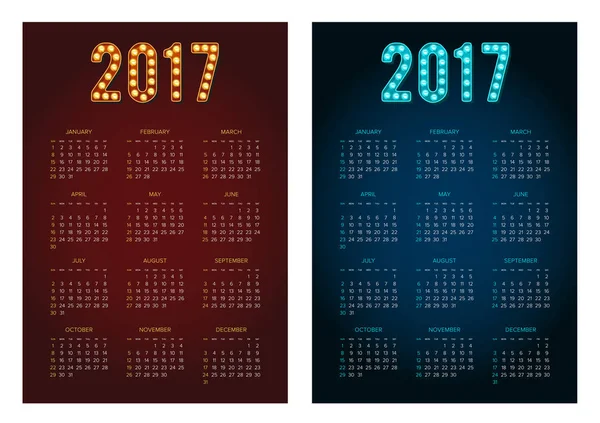 2017 naptár készlet — Stock Vector