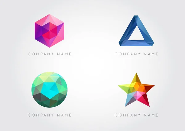 Elementos de logotipo triangulados na moda —  Vetores de Stock