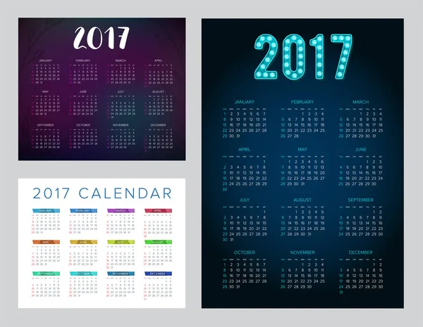 2017 kalender Set. — Stock vektor