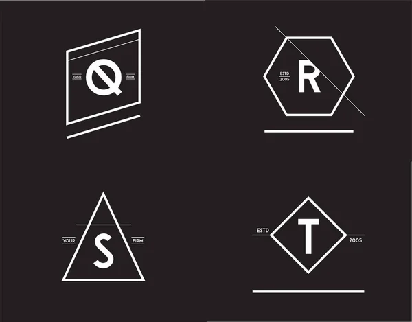Set of Minimal Geometric Lined Template — Stock Vector