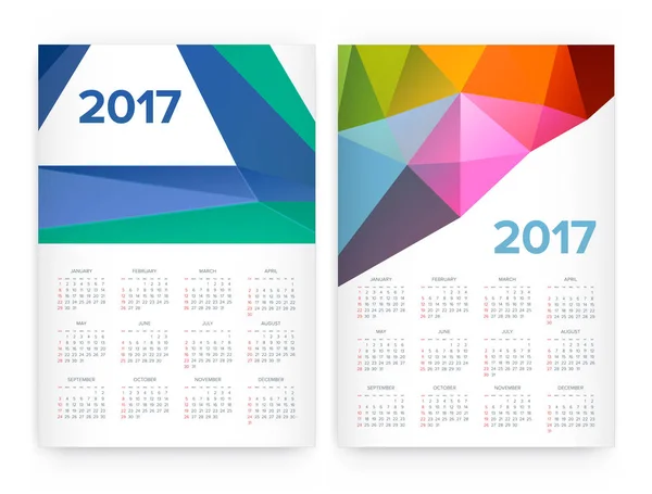 Kalendář 2017 sada. — Stockový vektor