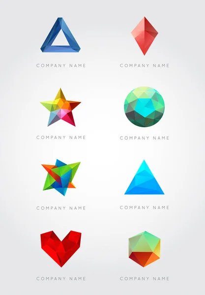 Set of Trendy Crystal Gem Logos — Stock Vector