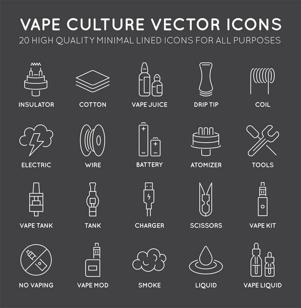 Set of Minimal Vaping Culture icons
