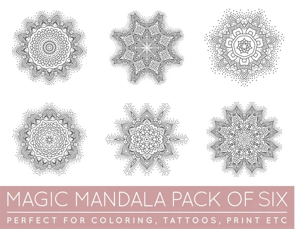 Set di mandala frattale etnico — Vettoriale Stock