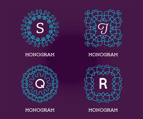 Ensemble de modèle de conception de monogramme . — Image vectorielle