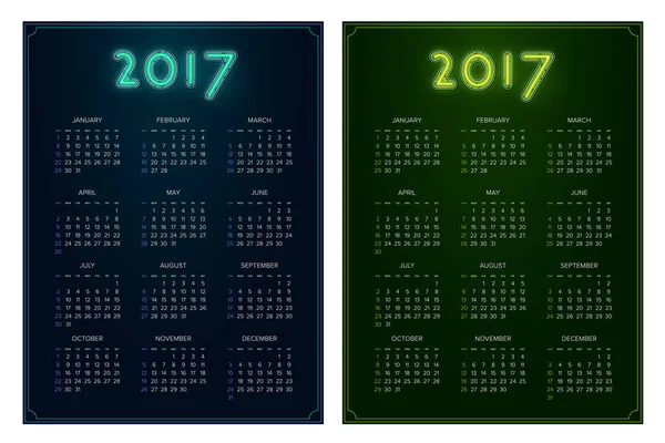 Kalender van 2017 Set — Stockvector