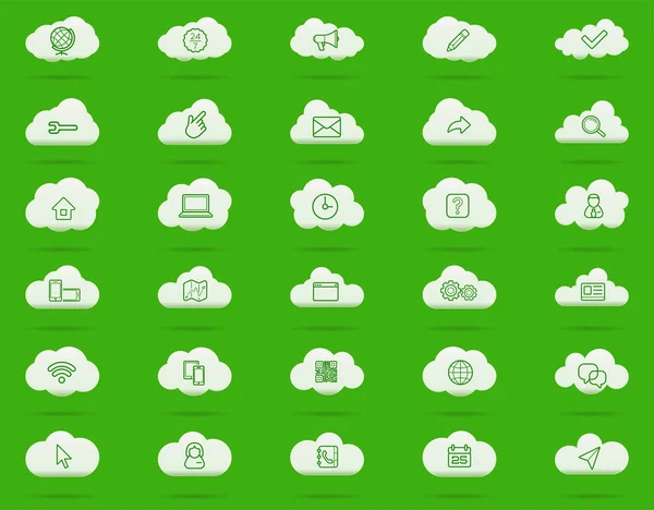 Το cloud computing γραμμική εικόνες set — Διανυσματικό Αρχείο