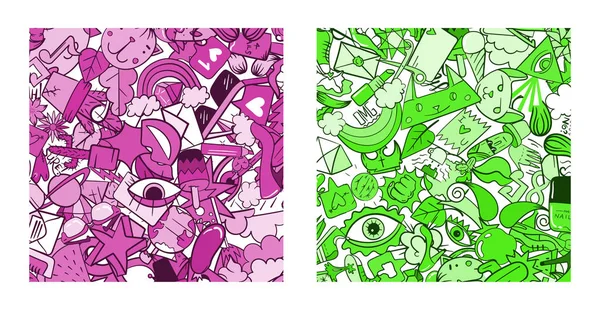 Set van Graffiti patroon met doodle pictogrammen — Stockvector