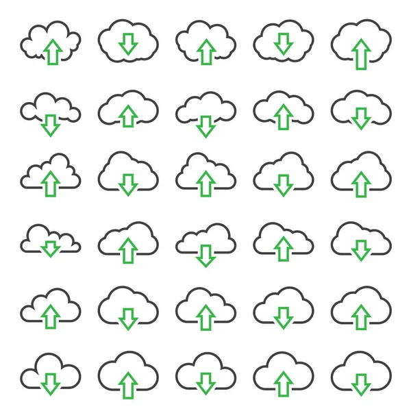 Cloud line icons Set — Stock Vector