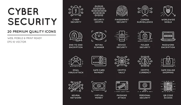 Комплект иконок кибербезопасности — стоковый вектор
