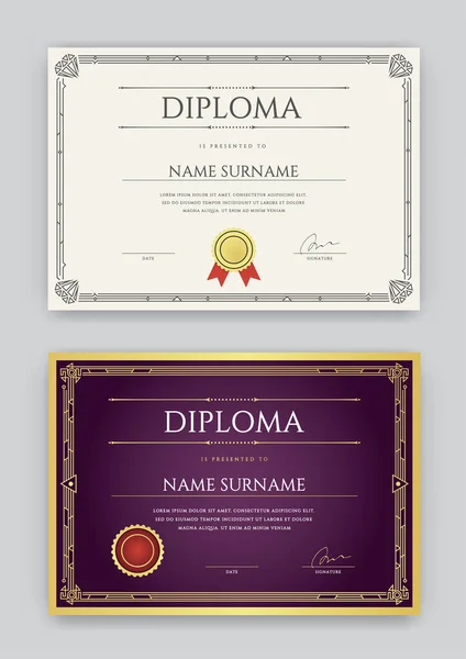 Set of Diploma or Certificate template — Stock Vector