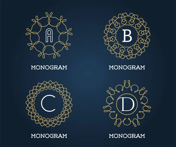 Ensemble de modèle de conception de monogramme . — Image vectorielle