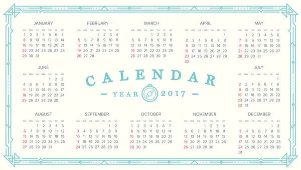 Plantilla calendario 2017 — Vector de stock