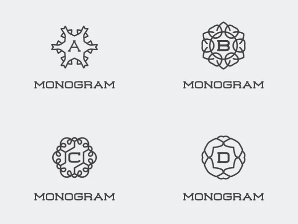 Набор шаблонов оформления монограмм — стоковый вектор