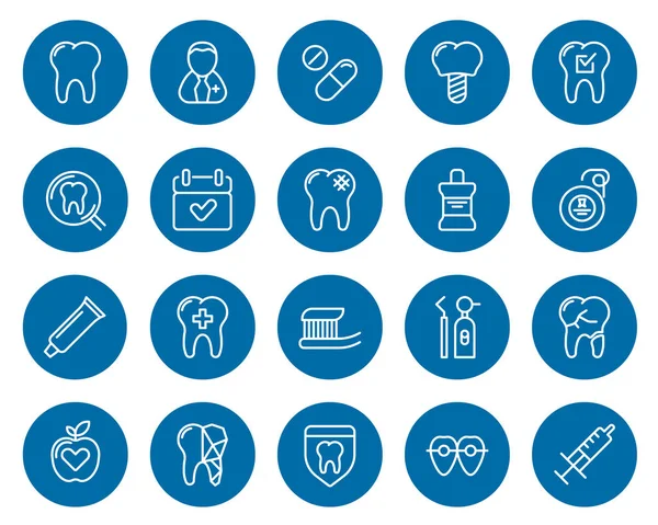 Set of Minimal Dentist Icons — Stock Vector