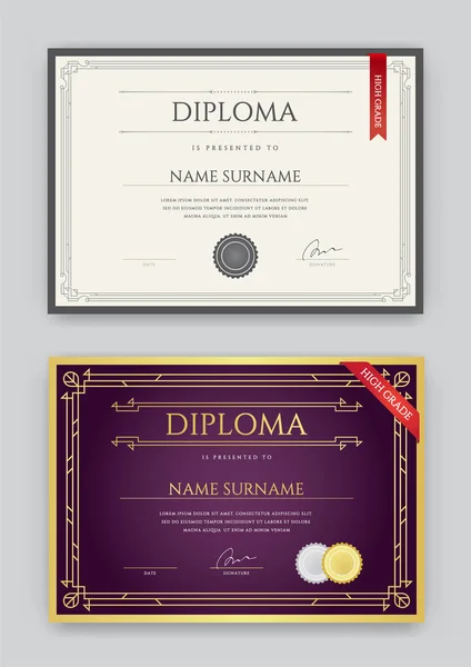 Set of Diploma or Certificate template — Stock Vector