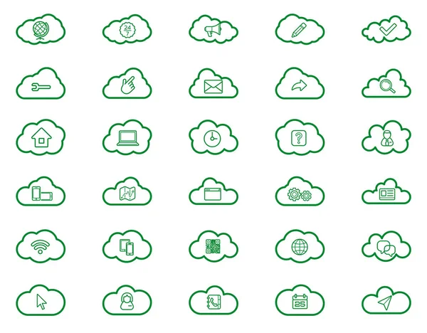 Conjunto de iconos lineales de cloud computing — Vector de stock