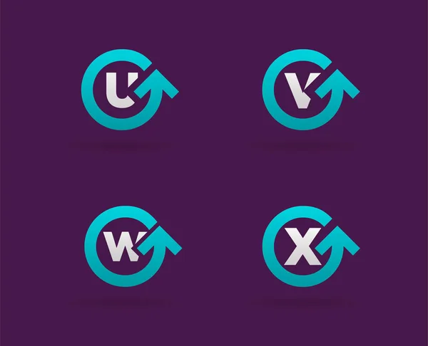 Conjunto de Logos Seta Círculo com letras —  Vetores de Stock