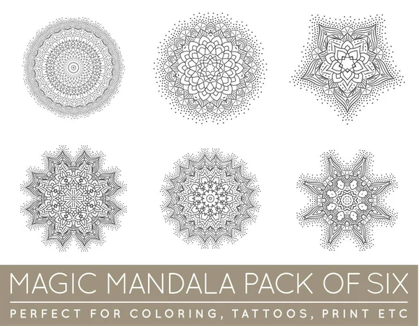 Conjunto de mandala fractal étnica — Vetor de Stock