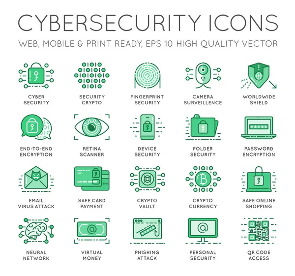 Siber Güvenlik Icons Set — Stok Vektör
