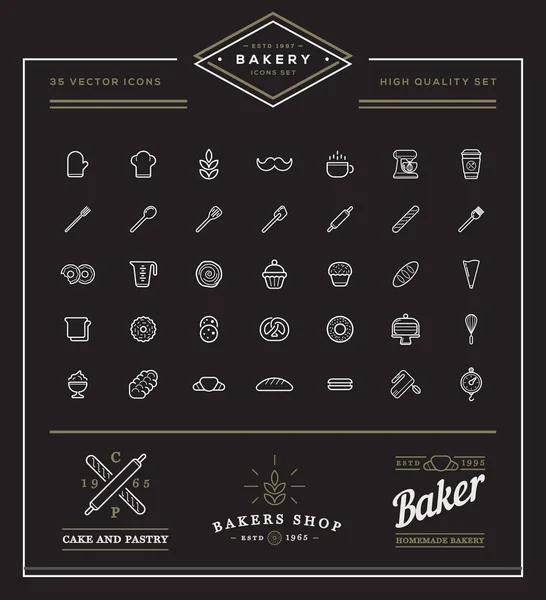 Set of  Bakery Pastry Elements — Stock Vector