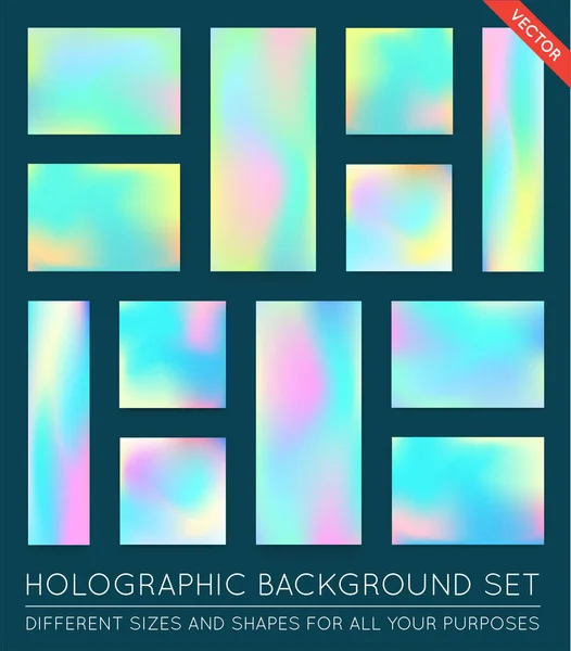 Set of Holographic Trendy texture — Stock Vector